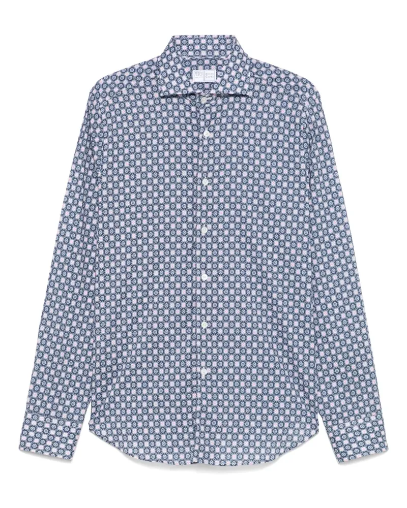 Fedeli Hemd mit Blumen-Print - Blau Blau