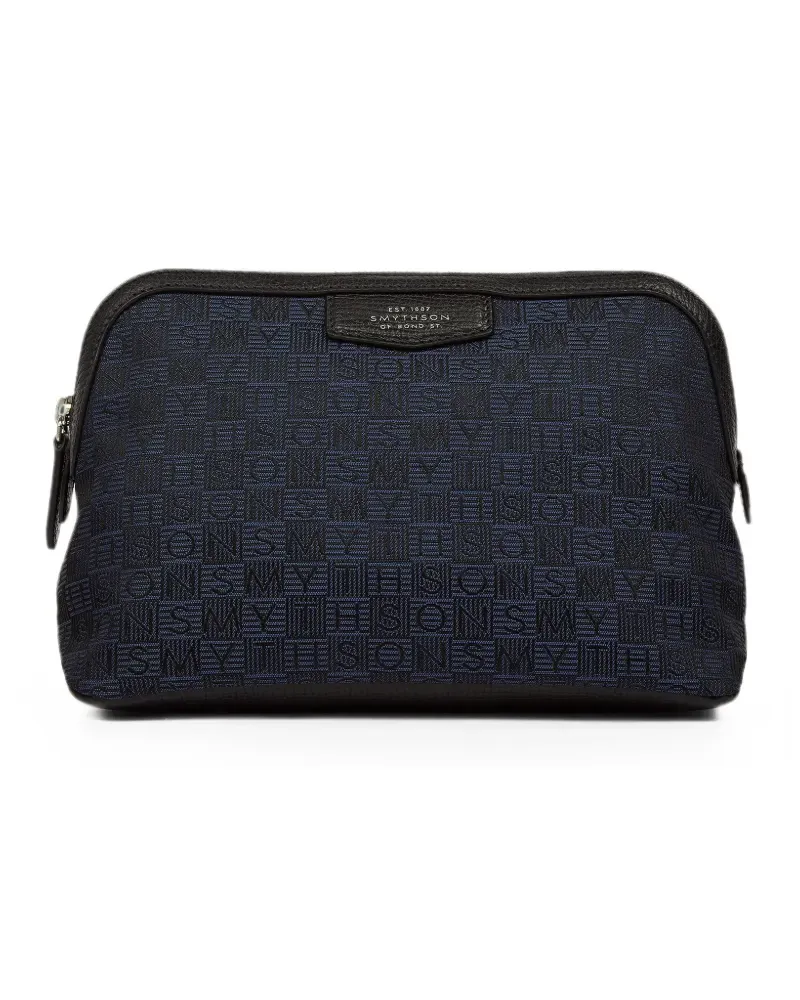Smythson Kleine Stamp Reisetasche aus Canvas - Blau Blau