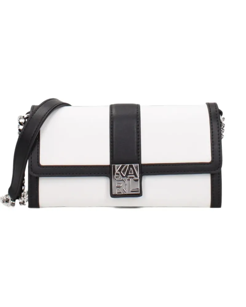 Karl Lagerfeld Schultertasche mit Logo-Schild - Weiß Weiß