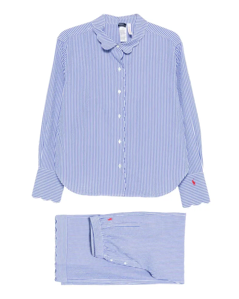 Ralph Lauren scallop-trim striped pajama set - Blau Blau