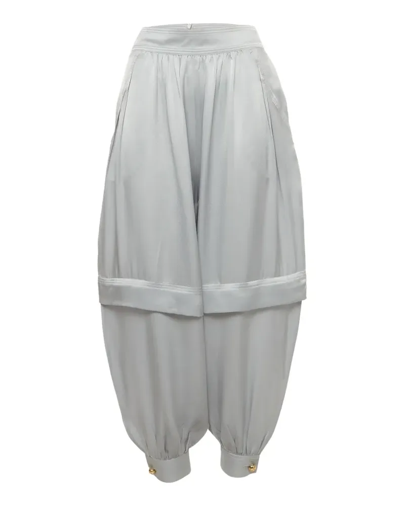 Zimmermann Tapered-Hose aus Satin im Layering-Look - Blau Blau