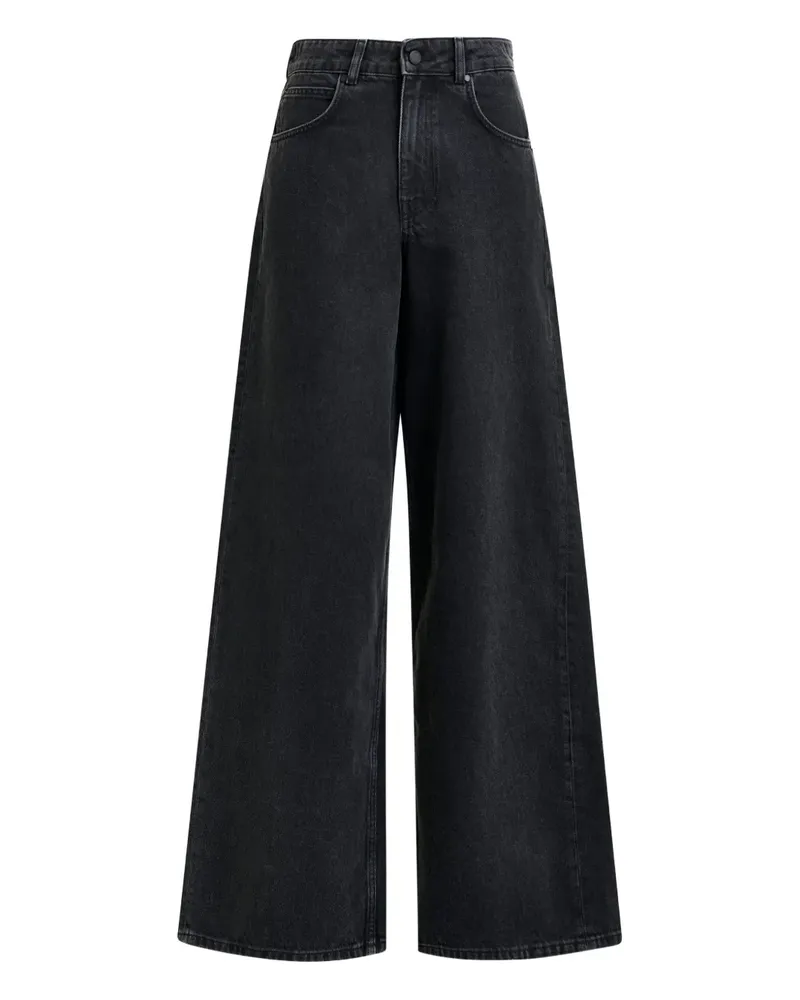 Essentiel Wide-Leg-Jeans mit beschichteter Tasche - Schwarz Schwarz