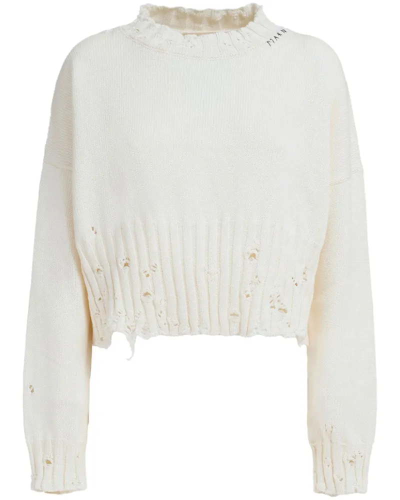 Marni Gerippter Pullover im Distressed-Look - Weiß Weiß