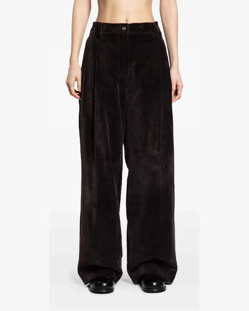 Ziggy Chen Wide-Leg-Hose mit Bundfalten - Schwarz Schwarz