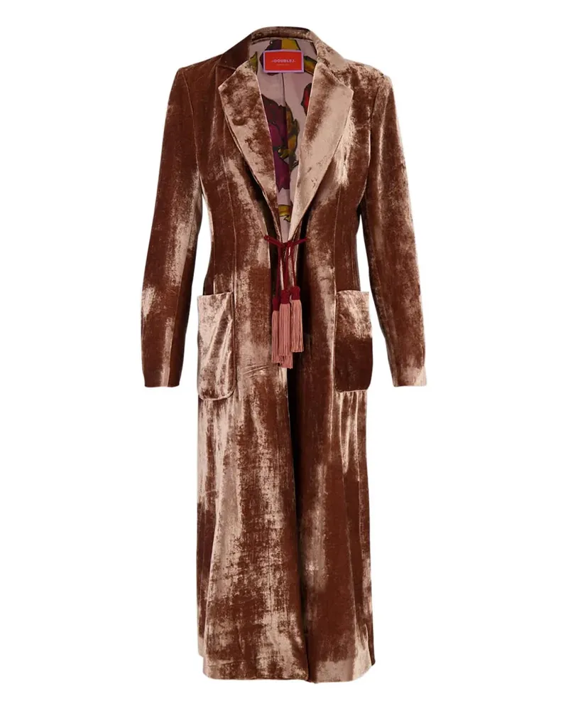 La DoubleJ tassel-detail velvet coat - Braun Braun
