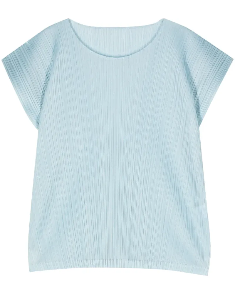 Issey Miyake Plissierte Bluse mit angeschnittenen Ärmeln - Blau Blau