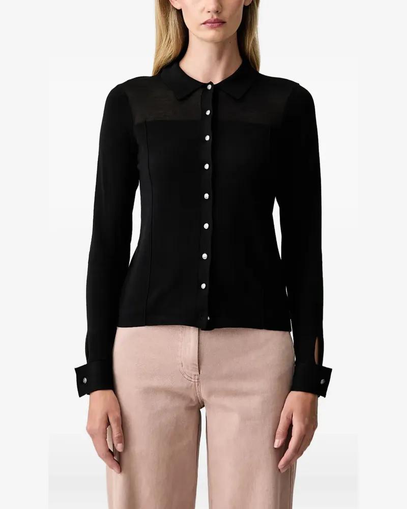 DKNY sheer-panel button-up cardigan - Schwarz Schwarz