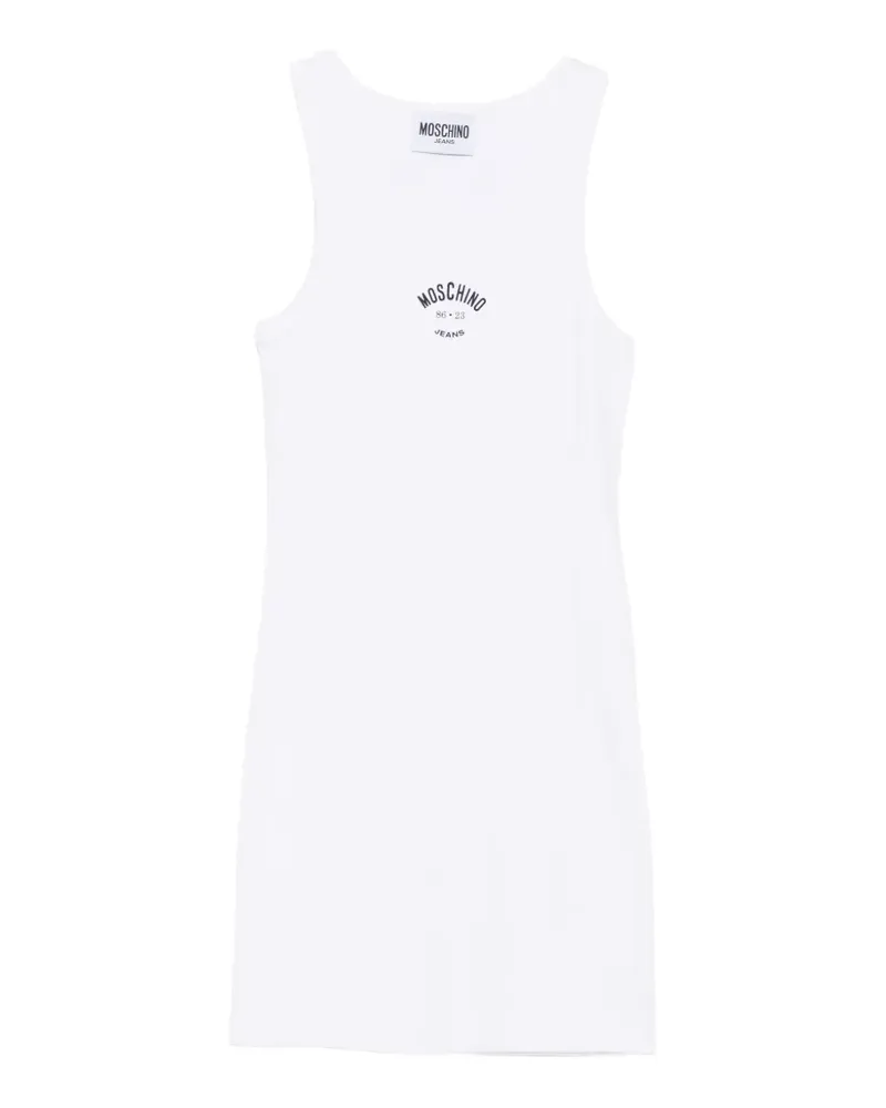 Moschino logo-print ribbed mini dress - Weiß Weiß