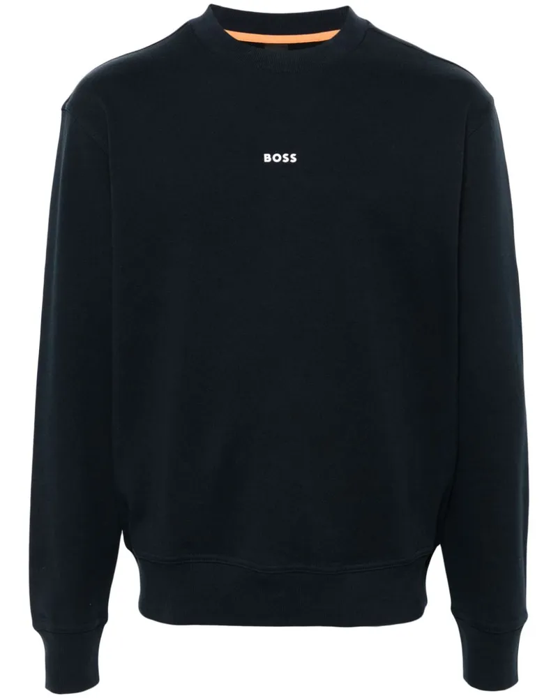 HUGO BOSS Sweatshirt mit gummiertem Logo - Blau Blau