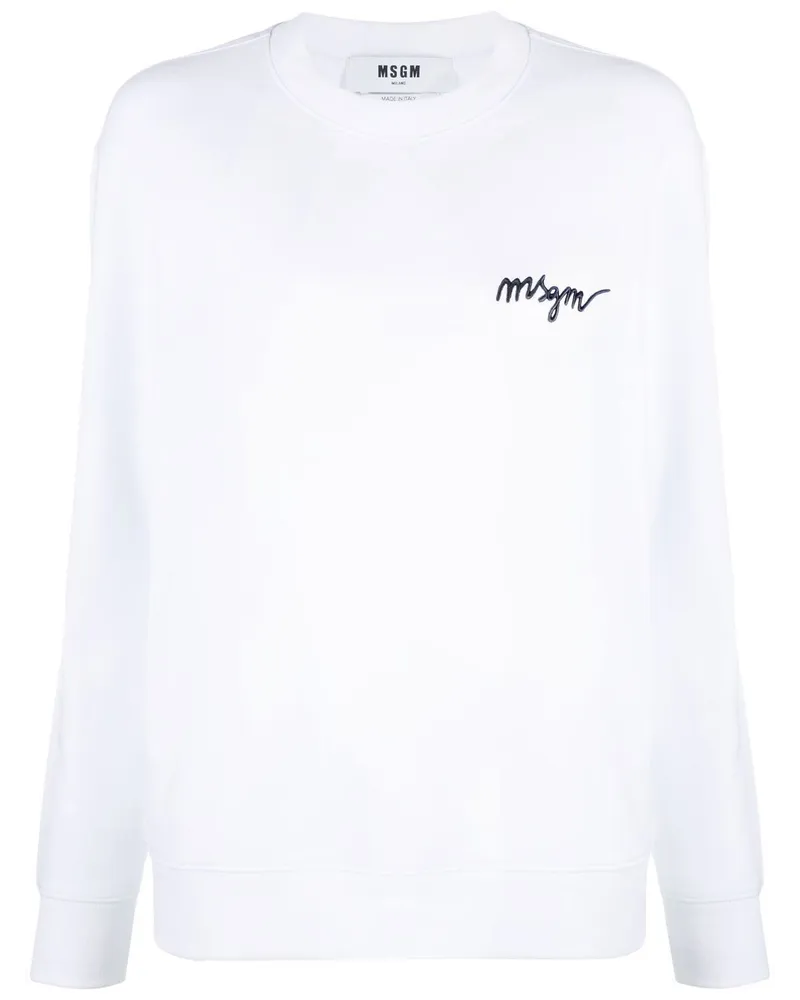 MSGM Sweatshirt mit Logo-Stickerei Weiß