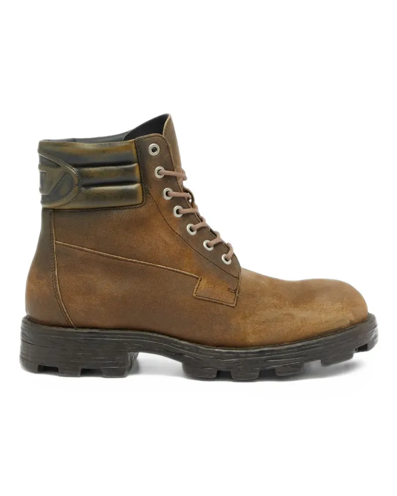 Diesel D-Hammer Bikerstiefel aus Distressed-Wildleder - Braun Braun