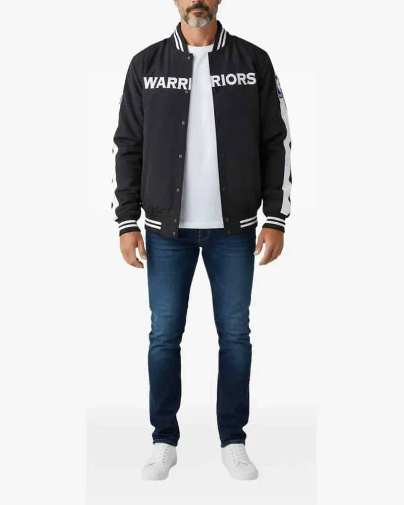 Mitchell & Ness NBA Golden State Warriors Jacke mit Bandkragen - Schwarz Schwarz