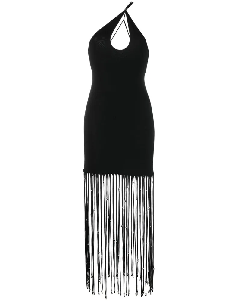 ROTATE Birger Christensen Kleid mit Fransen - Schwarz Schwarz