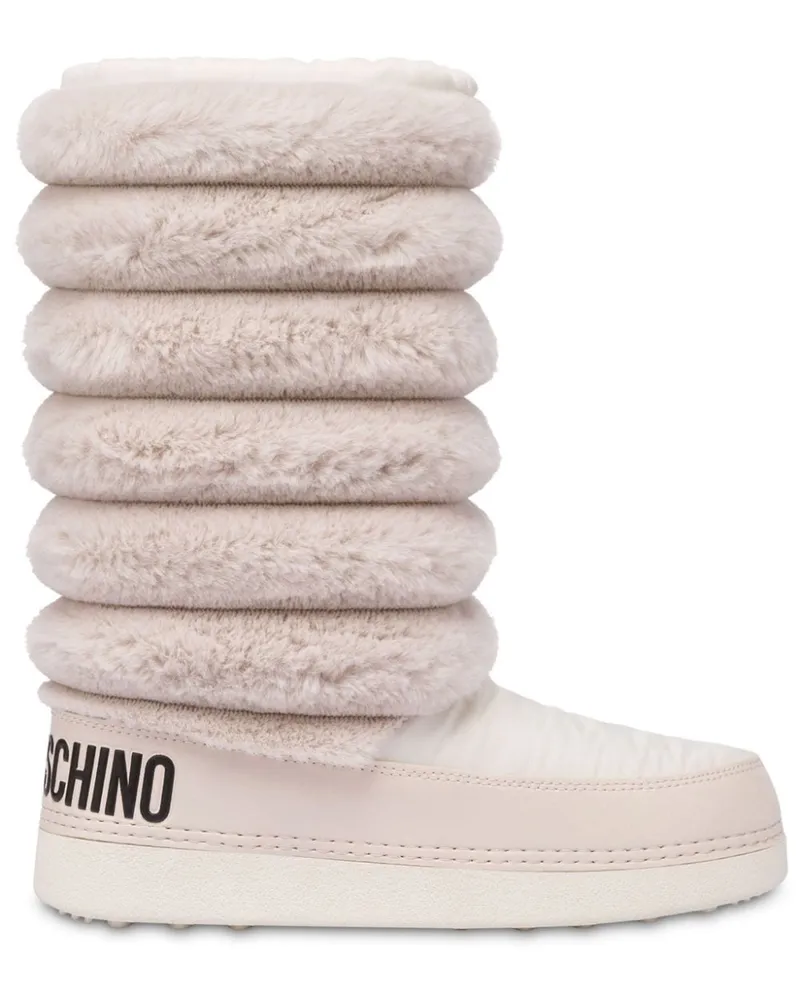 Moschino Stiefel mit Logo-Print - Nude Nude