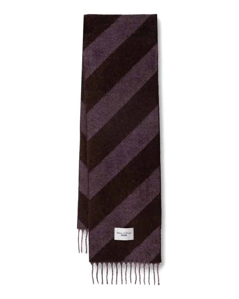 Marc O'Polo diagonal-stripe fringed scarf - Violett Violett