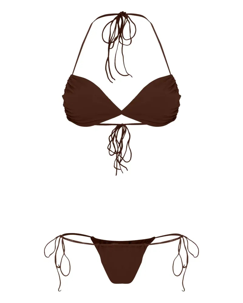 Amir Slama Bikini mit Schnürung - Braun Braun
