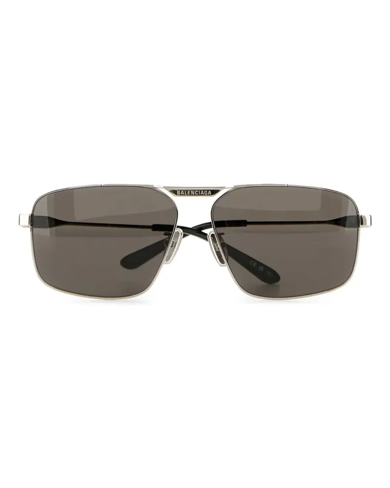 Balenciaga Sonnenbrille mit Logo-Gravur - Silber Silber
