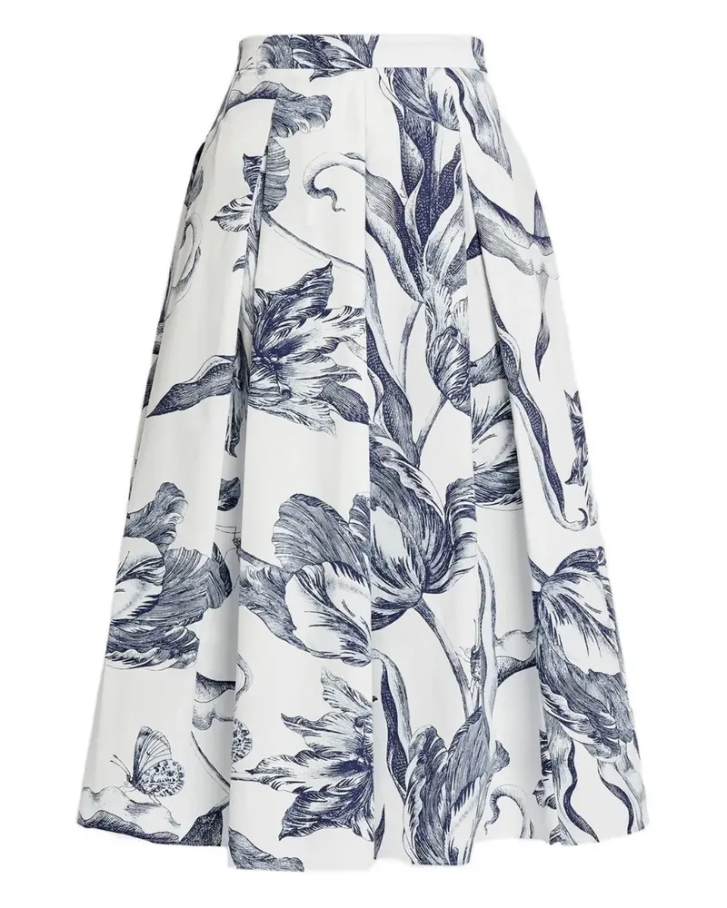 Erdem floral-print pleated midi skirt - Weiß Weiß
