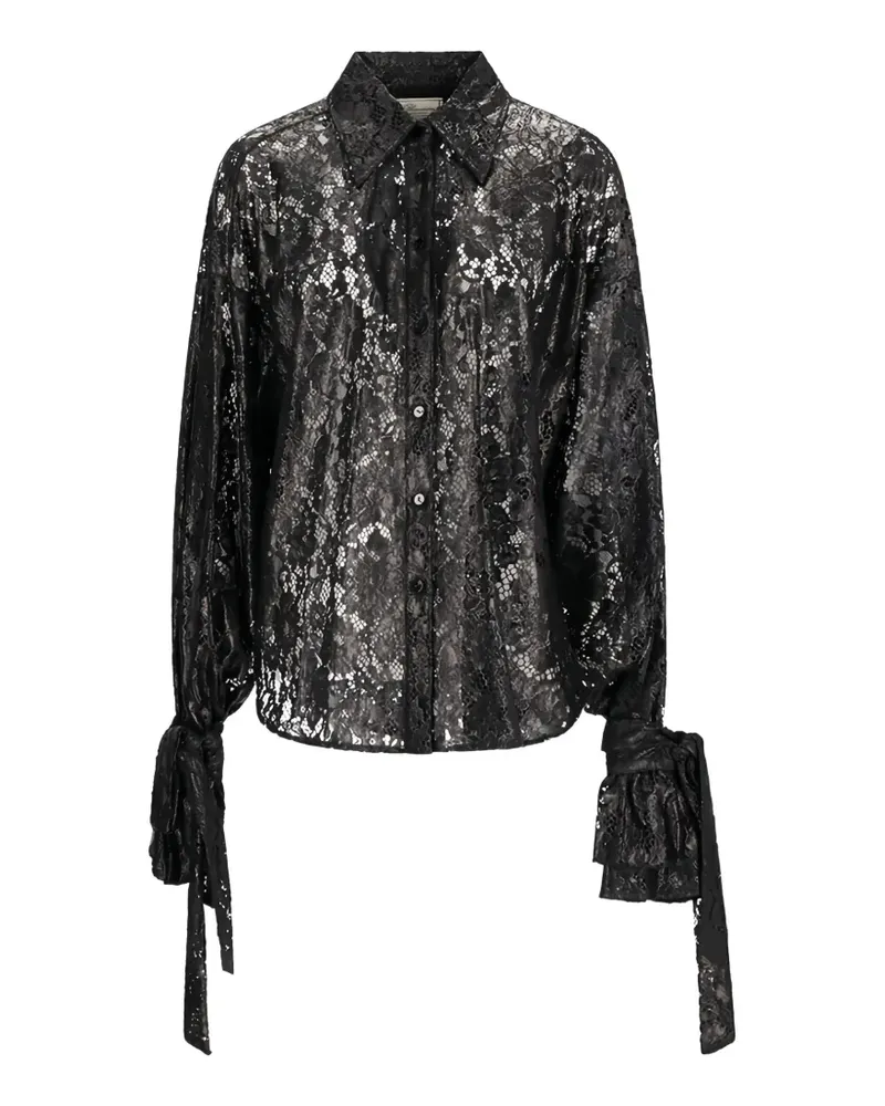 Blumarine lace tie-cuff shirt - Schwarz Schwarz