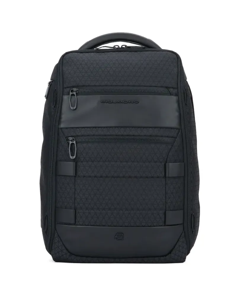Piquadro zipped panelled backpack - Schwarz Schwarz