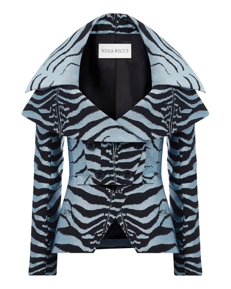 Nina Ricci Doppelreihige Jacke aus Tiger-Jacquard - Blau Blau