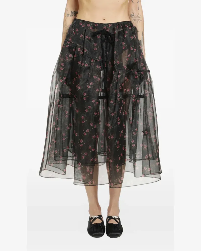 Simone Rocha Rock mit Blumenstickerei - Schwarz Schwarz