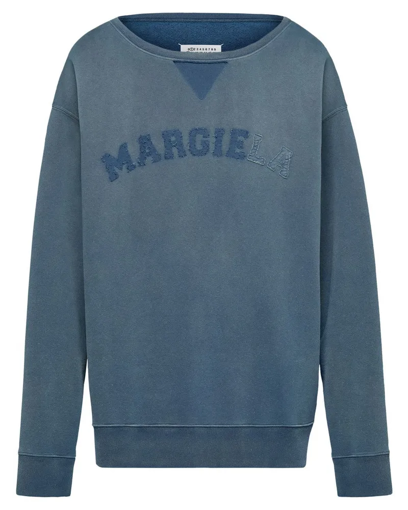 Maison Margiela Sweatshirt aus Bio-Baumwolle mit Logo Blau