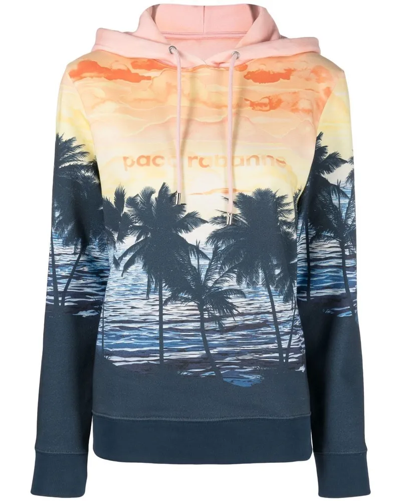 Paco Rabanne Hoodie mit Sonnenuntergang - Blau Blau