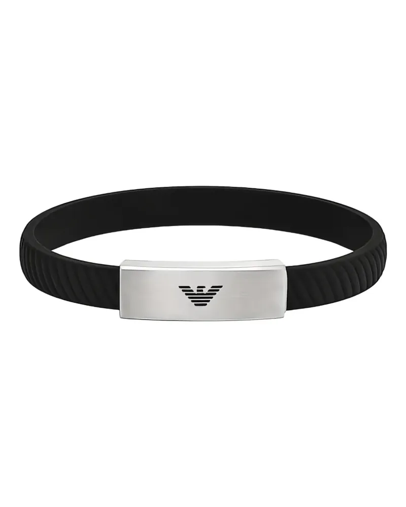 Emporio Armani logo-plaque bracelet - Schwarz Schwarz