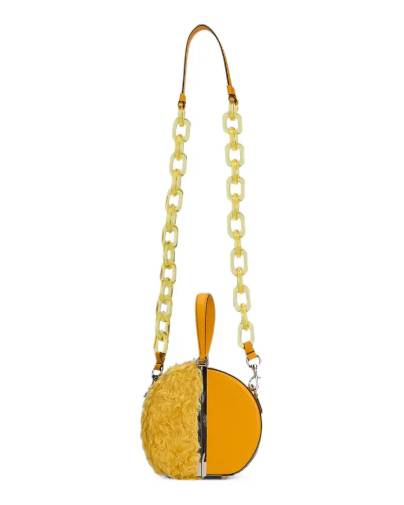Moschino Schultertasche mit Clipverschluss - Gelb Gelb