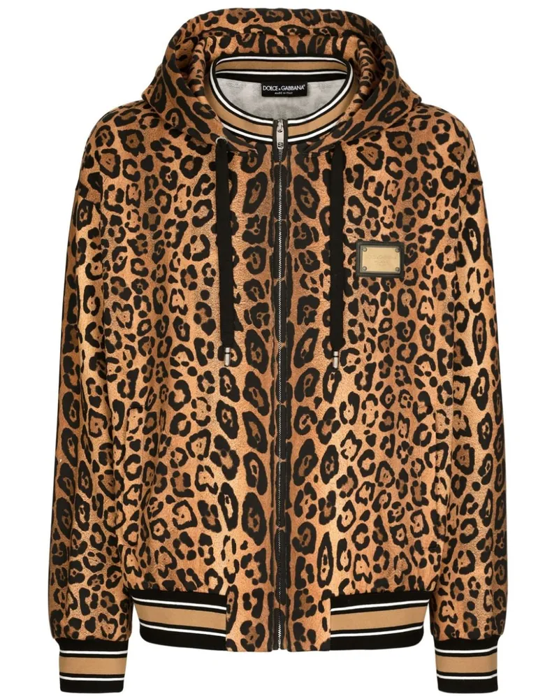 Dolce & Gabbana Hoodie mit Leoparden-Print - Braun Braun