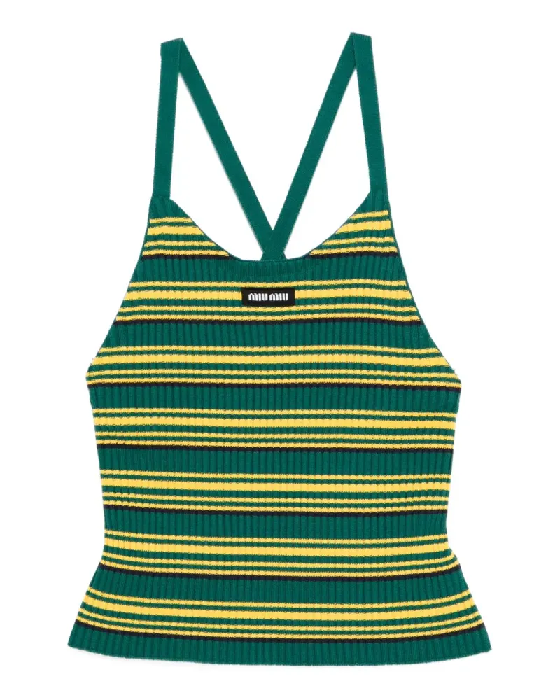 Miu Miu Gestreiftes Cropped-Tanktop - Grün Grün