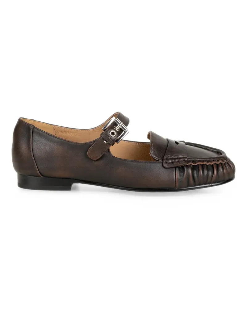 Bibi Lou buckled ruched ballet flats - Braun Braun