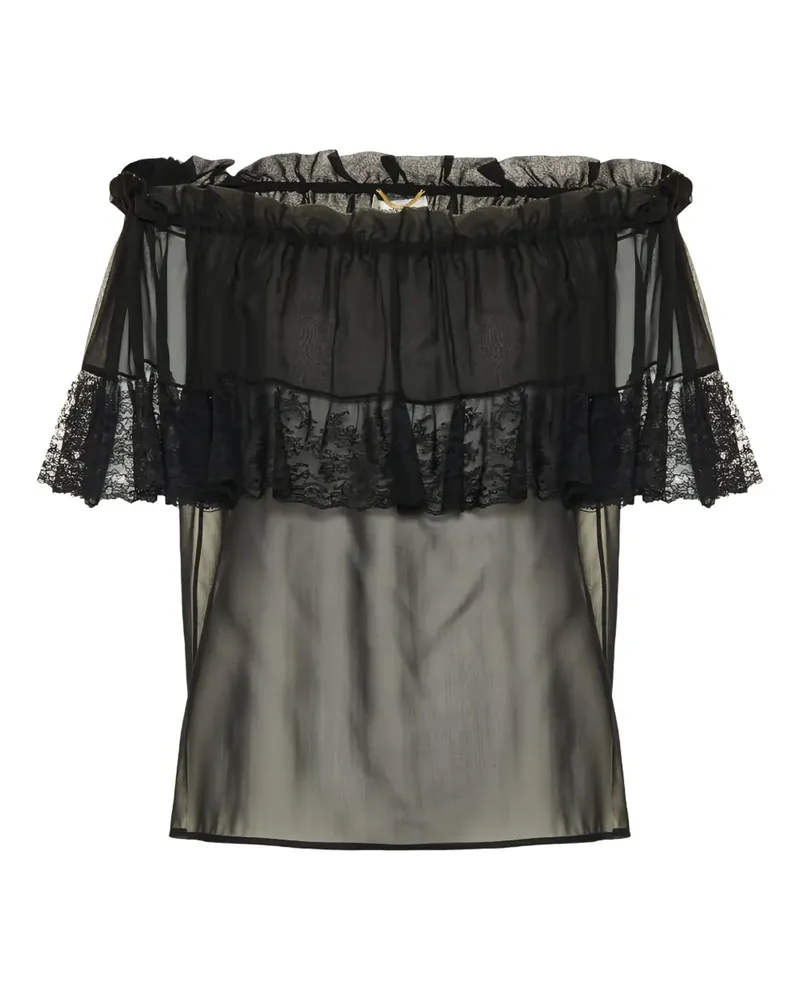 Saint Laurent Top mit Spitzendetails - Schwarz Schwarz