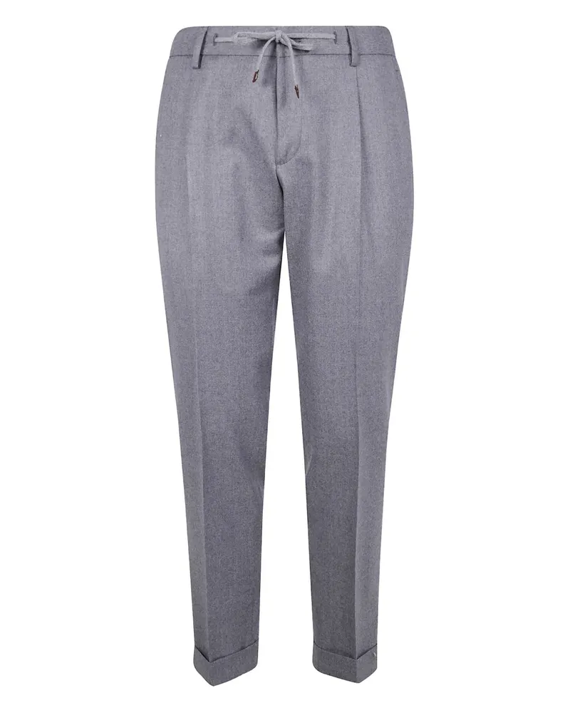 BARBA Gerade Bundfaltenhose mit Kordelzug - Grau Grau