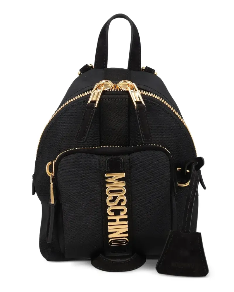 Moschino Cordura logo-plaque canvas backpack - Schwarz Schwarz