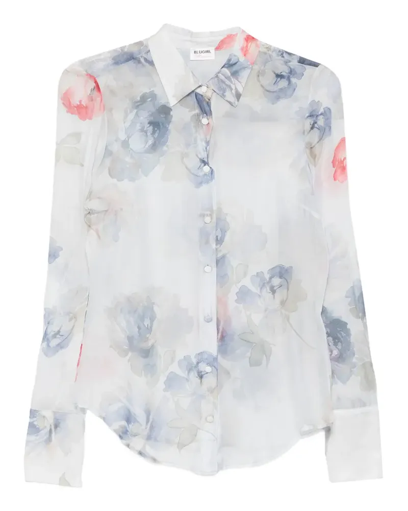 Blumarine floral-print shirt - Blau Blau