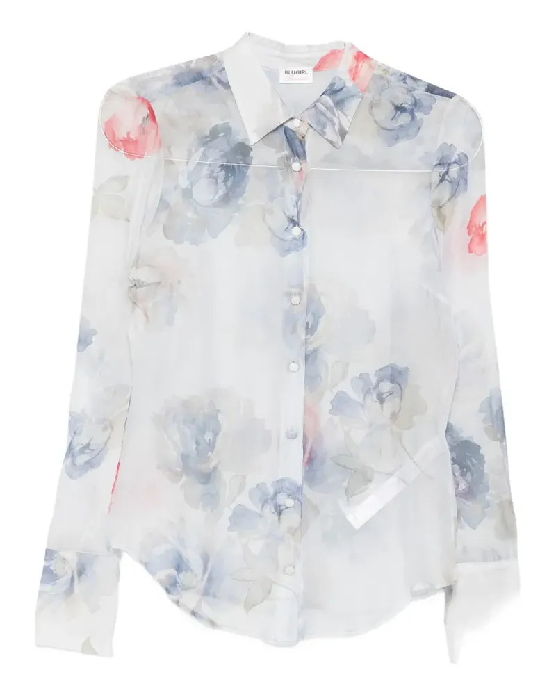 Blumarine floral-print shirt - Blau Blau