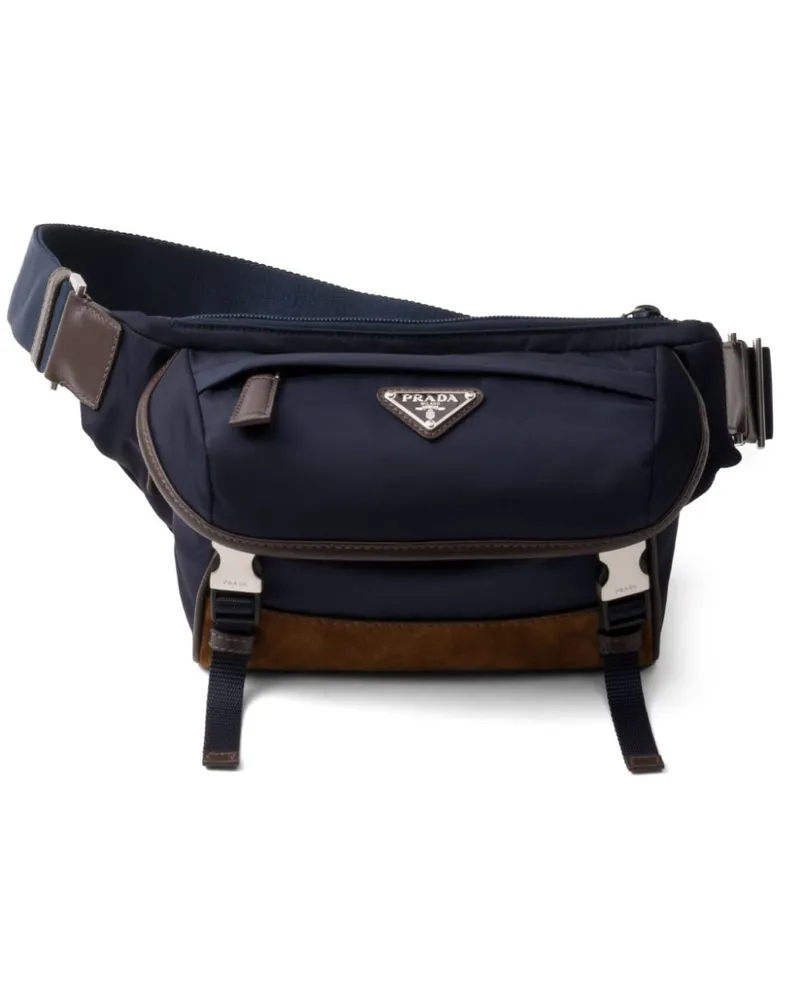 Prada Kuriertasche mit Logo - Blau Blau