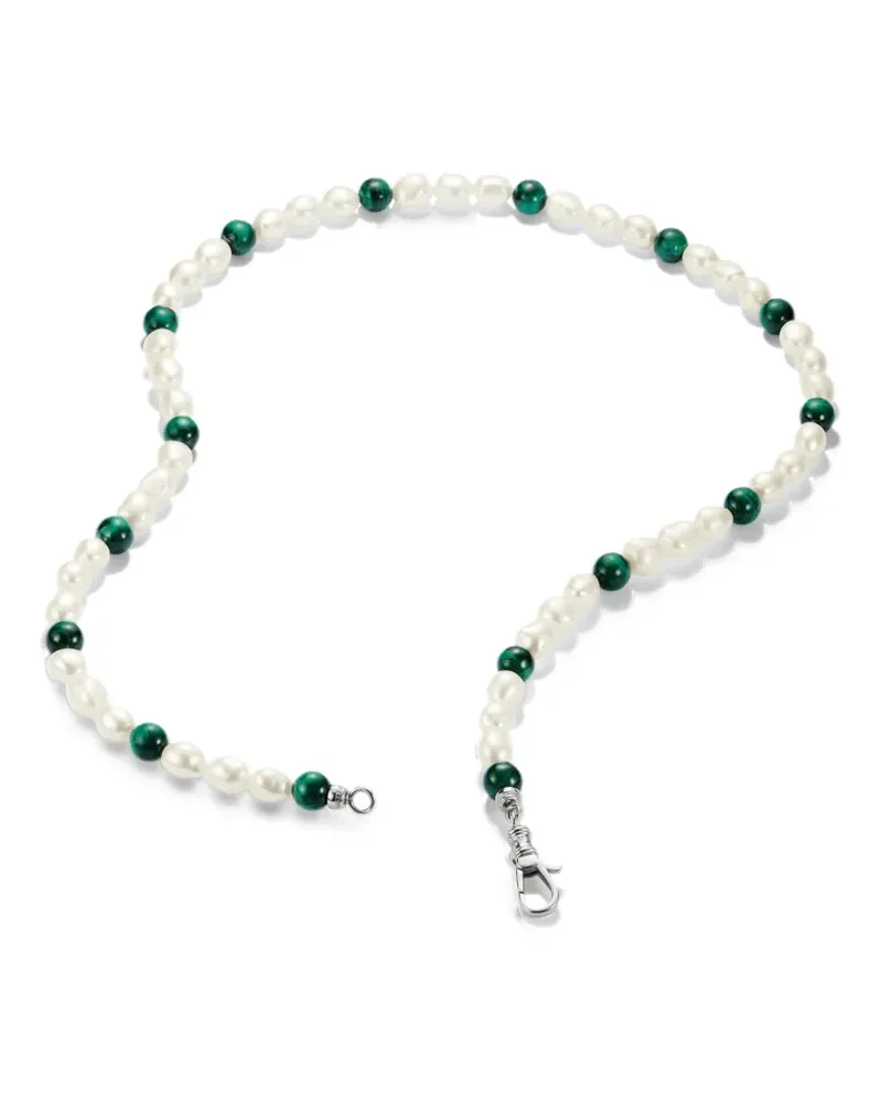 Thomas Sabo Rebel Steel malachite pearl necklace - Weiß Weiß