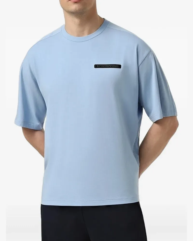 EA7 T-Shirt mit Logo-Patch - Blau Blau