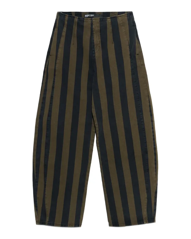 BIMBA Y LOLA Gestreifte Barrel-Jeans - Grün Grün