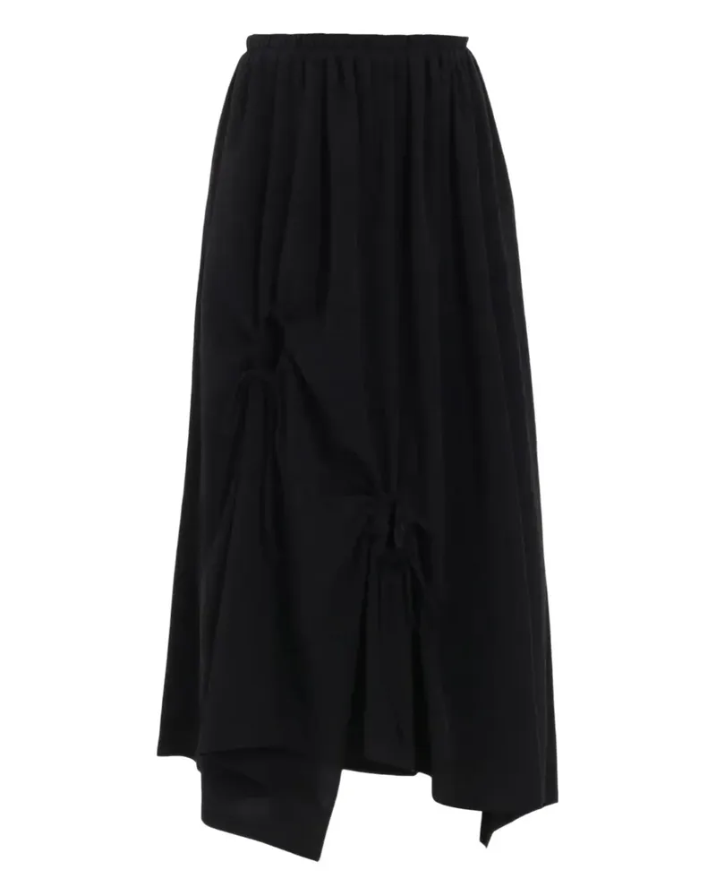 Yohji Yamamoto Rock mit gerafftem Detail - Schwarz Schwarz