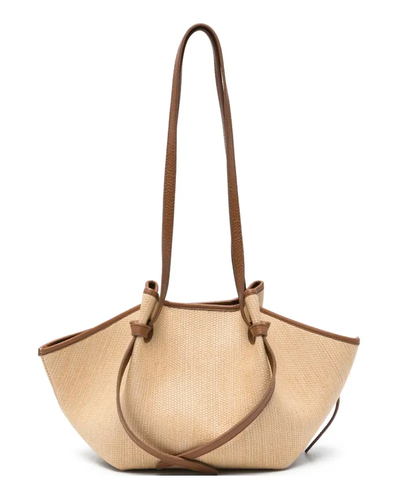 YUZEFI Mochi knotted-strap woven tote bag - Nude Nude