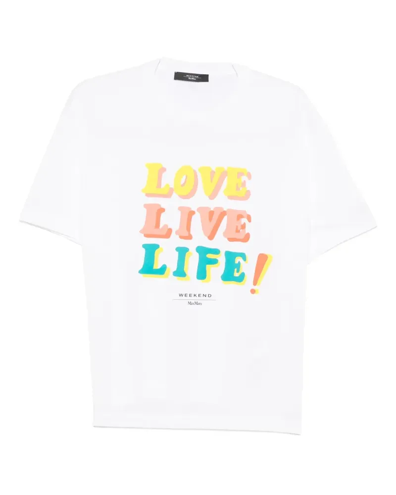 Max Mara T-Shirt mit Slogan-Print - Weiß Weiß