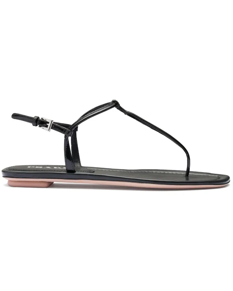 Prada Flache Sandalen mit Zehensteg - Schwarz Schwarz