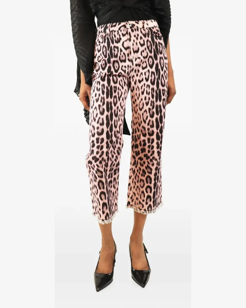 Roberto Cavalli leopard-print cropped jeans - Rosa Rosa