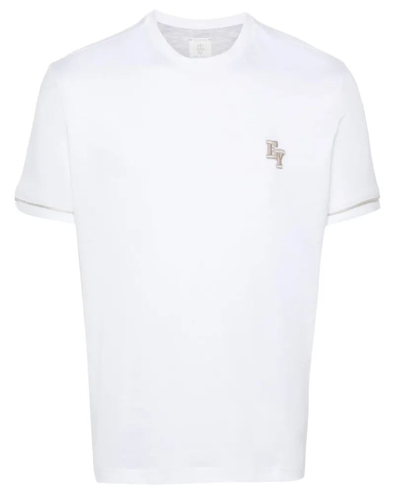 Eleventy T-Shirt mit Logo-Stickerei Weiß