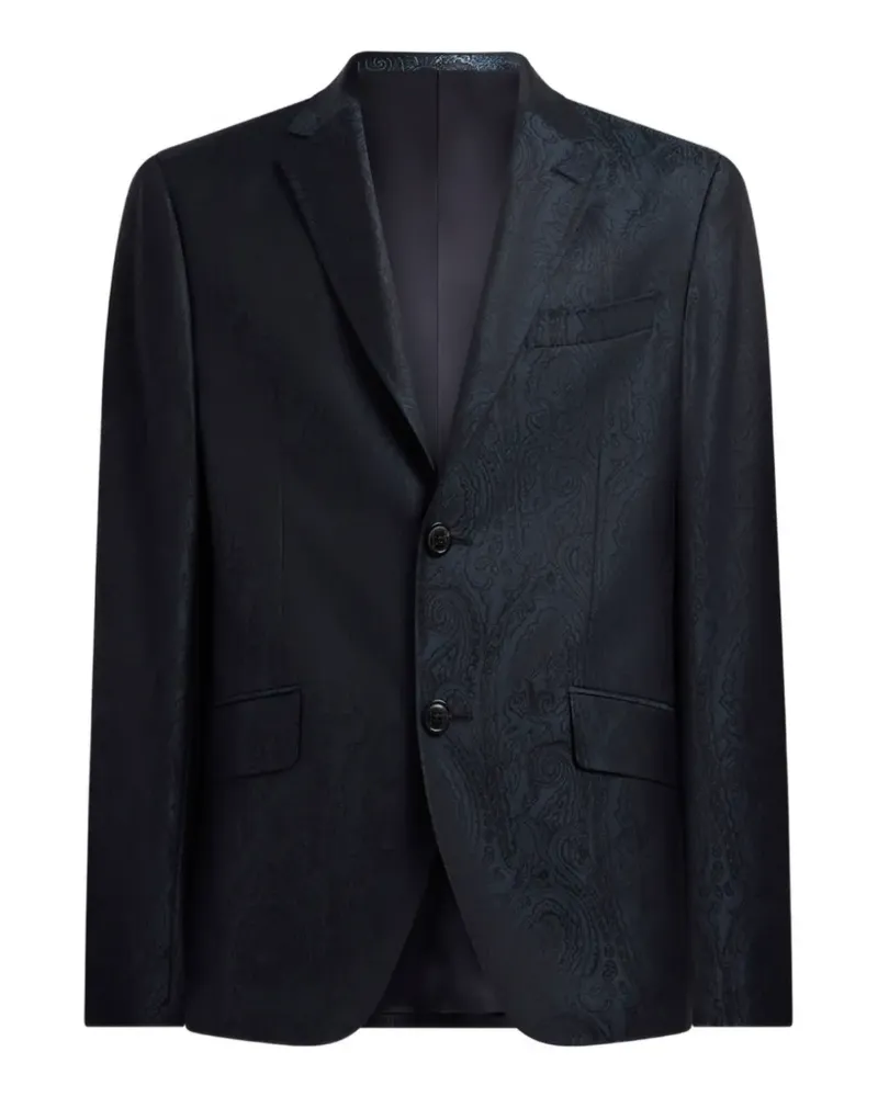 Etro Einreihiges Sakko aus Woll-Jacquard mit Arnica-Motiv - Blau Blau