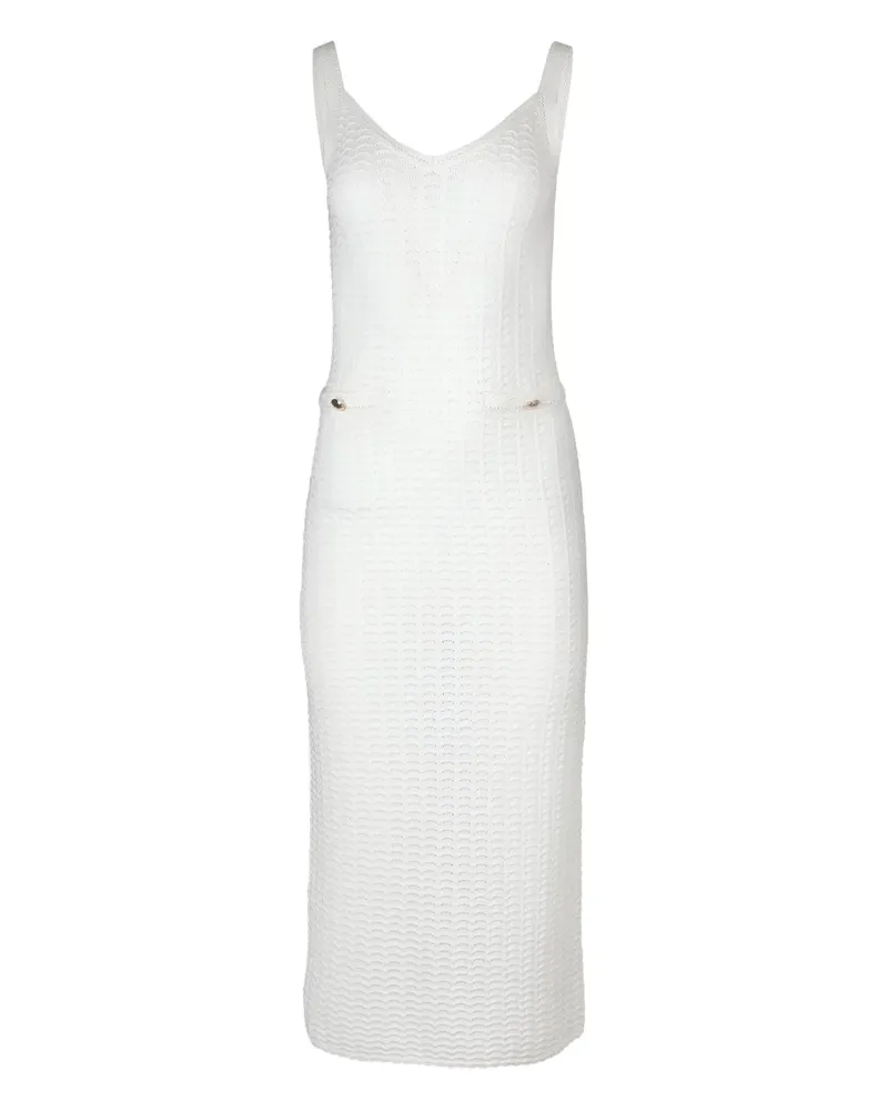 Monique Lhuillier button-detail midi dress - Weiß Weiß